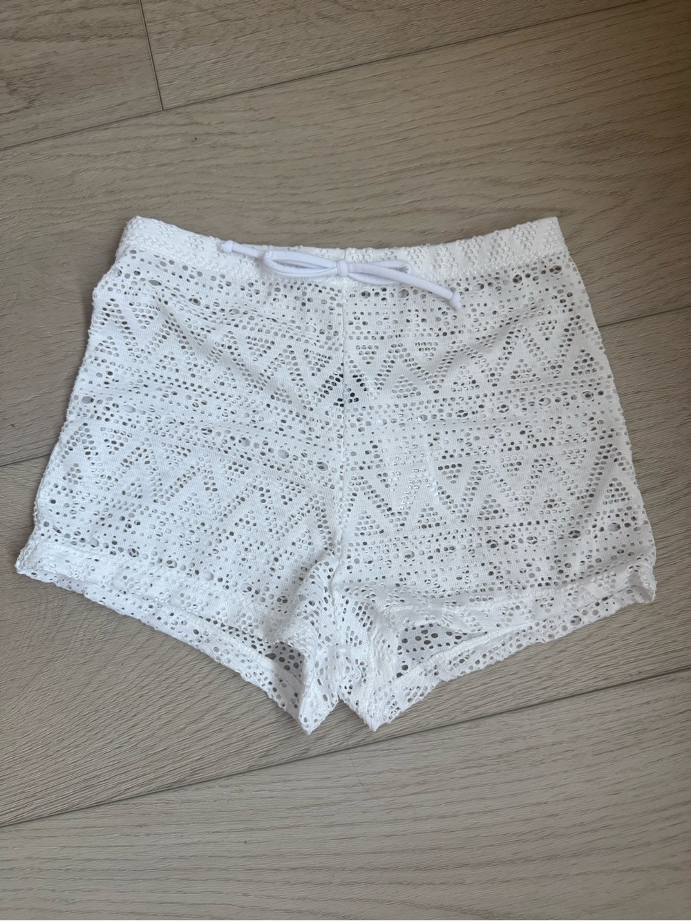SHEIN White Crochet High-Waist Shorts